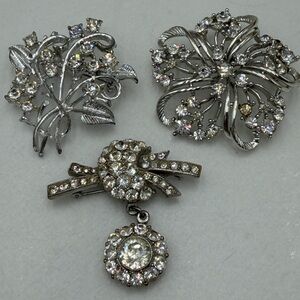 Vintage Rhinestone Brooch Set of 3